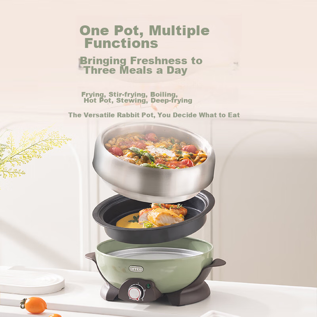 Кастрюля ERNTE Small Green Pot электрическая 2л, для 2-3 человек, оливково-зеленая, EHP-25012S - изображение 5