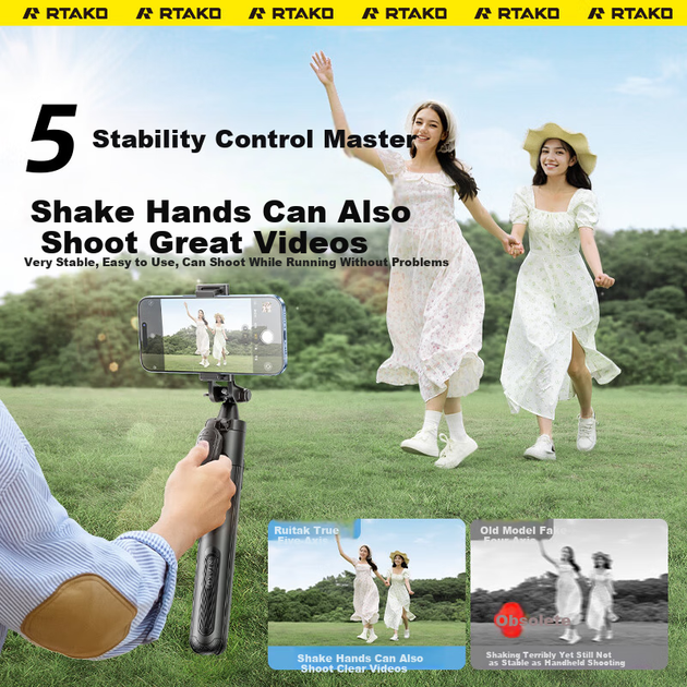 Штатив-подставка для селфи Rtako Stable Selfie Stick Floor Stand Phone Holder Tripod Live Streaming Concert Anti-Shake Portable Travel Selfie Tool 360 Degree Rotating Multifunctional - изображение 10