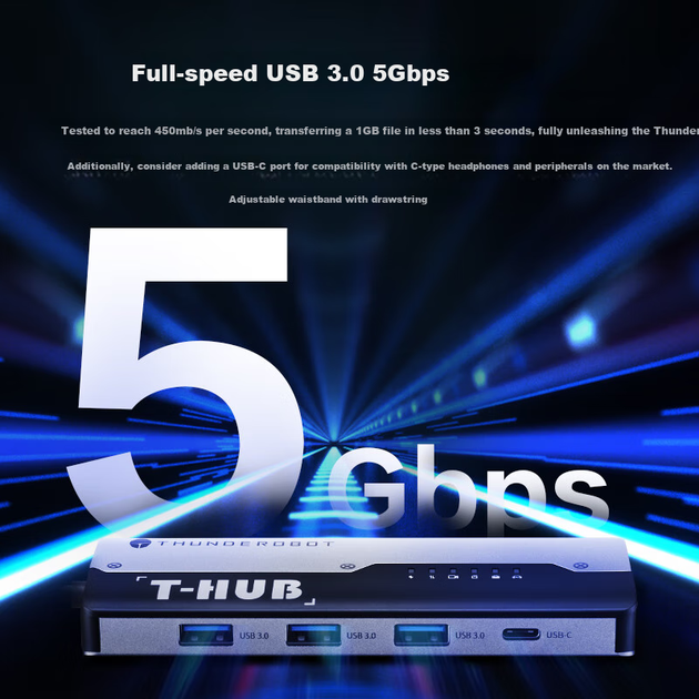 Док-станція ThunderRobot Type-C, USB 3.0, HDMI 4K 60 Гц, для MacBook, Huawei, iPad - зображення 5