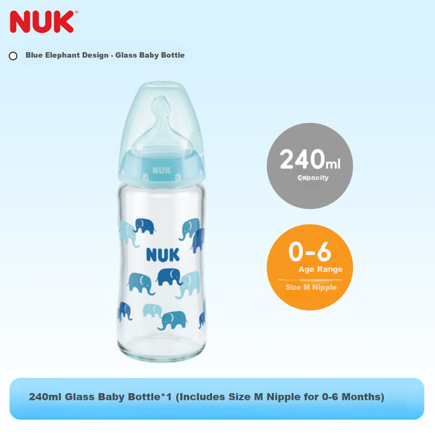 Бутылочка NUK Germany Wide Neck для кормления силиконовая антиколиковая, M, 240мл, стеклянная - изображение 5