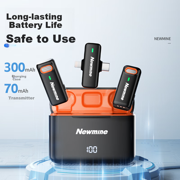 Микрофон Newmine MC216 Pro петличный беспроводной профессиональный, для стримов/караоке, шумоподавление, 2 мкф, кейс - изображение 5