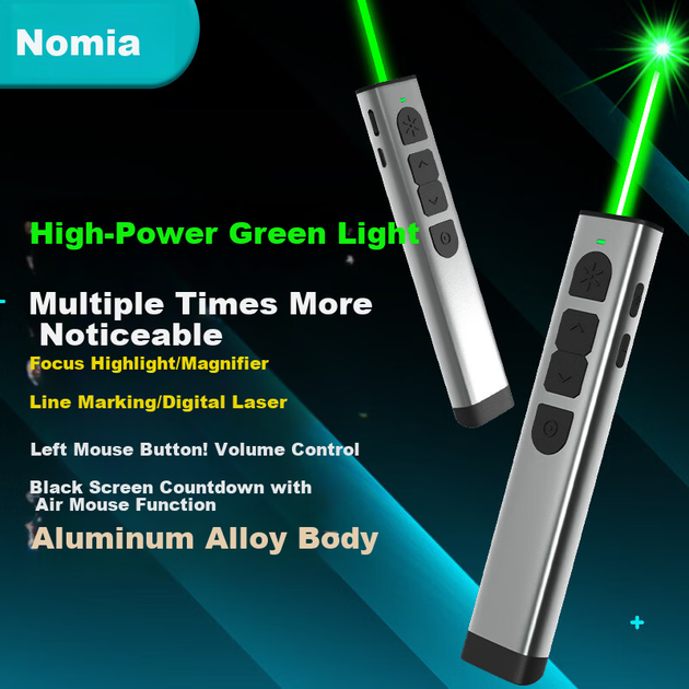 Указка лазерна Nomia X8 зелений промінь з аеромишею - Фото 4 Указка лазерна Nomia X8 зелений промінь з аеромишею - зображення 4