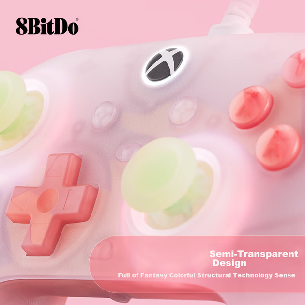 Проводной геймпад 8BitDo Ultimate Mini для Xbox Полупрозрачный Розовый (6922621506997) - изображение 5