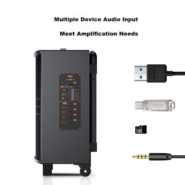 Aiguozhe S308, 8-дюймовая колонка для квадратных танцев, портативная Bluetooth-колонка для улицы с высокой громкостью, мощный мобильный сабвуфер для караоке, уличная колонка с одним микрофоном. - изображение 10