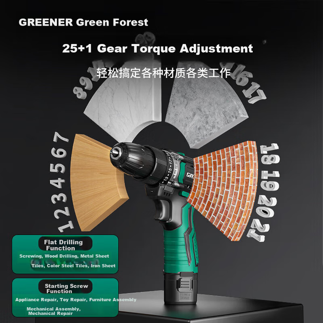 Дрель электрическая GREENER 12V аккумуляторный шуруповерт бытовой набор с батареей 2.0 - изображение 9