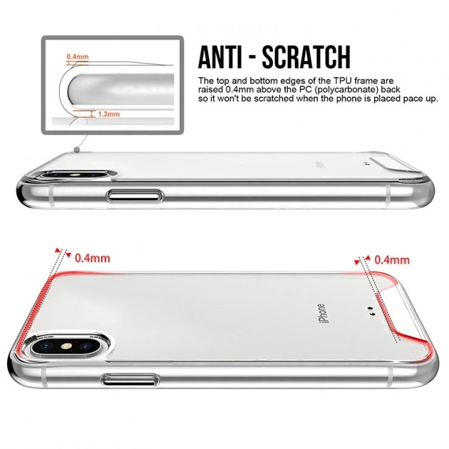 Чохол силікон Clear Case протиударний для iPhone X/XS прозорий - зображення 9
