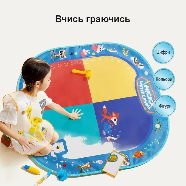 Дитячий розвиваючий килимок для малювання водою Mideer Весела Гусениця, від 1 року ( MD2262 ) з інструментами - Фото 4 Дитячий розвиваючий килимок для малювання водою Mideer Весела Гусениця, від 1 року ( MD2262 ) з інструментами - зображення 4