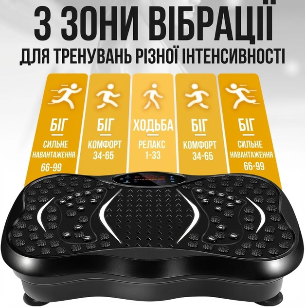Віброплатформа для фітнесу з еспандерами, 99 режимів, до 180 кг, пульт ДК, для схуднення та масажу - зображення 8