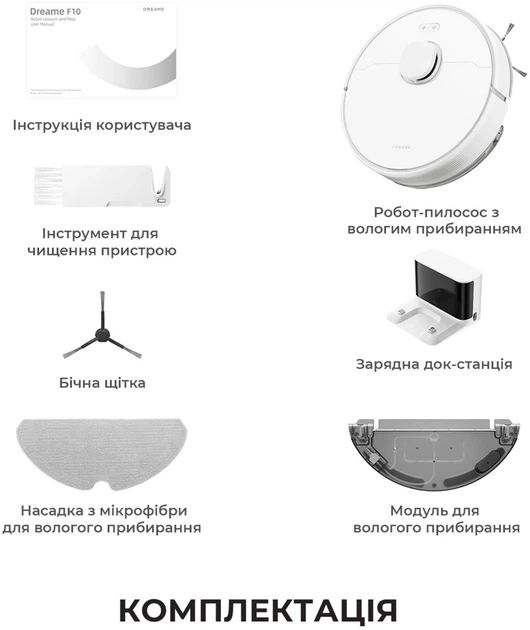 Робот-пилосос Dreame F10 White RLF11SA - Фото 2 Робот-пилосос Dreame F10 White RLF11SA - изображение 2