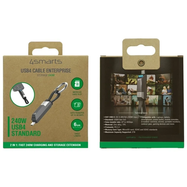 Kabel 4smarts Enterprise Storage USB4 240 W 6 cm Grey (4252011911752) - obraz 4