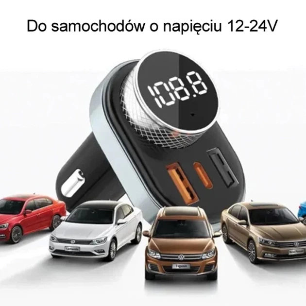 FM-трансмітер AWEI C-843 з Bluetooth 5.0, MP3, USB+USB-C Black (C843) - зображення 3