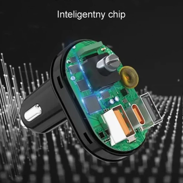 FM-трансмітер AWEI C-843 з Bluetooth 5.0, MP3, USB+USB-C Black (C843) - зображення 4
