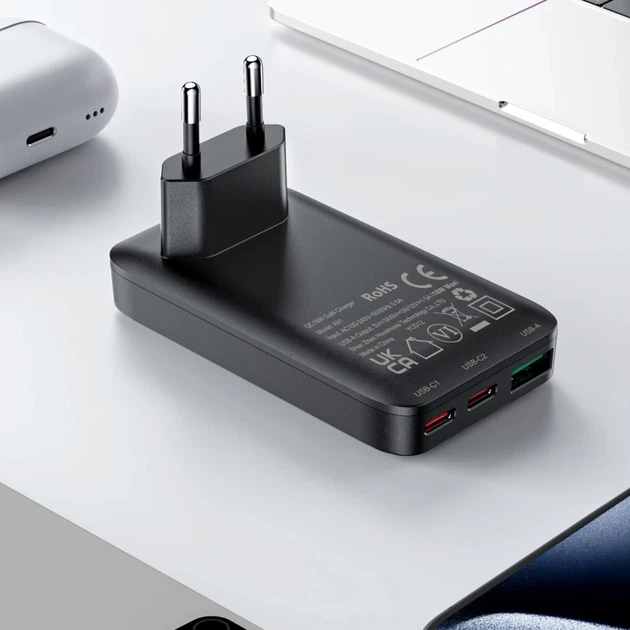 Зарядное устройство Acefast A100 65W GaN 2 USB-C + USB-A Black (6974316283492) - изображение 10