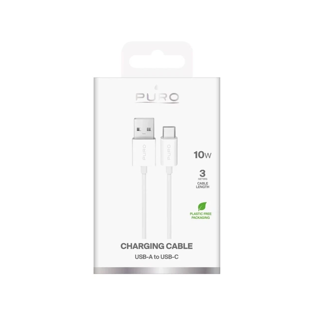 Кабель Puro TPE 10W USB-A - USB-C 3 м White (8018417498701) - зображення 2