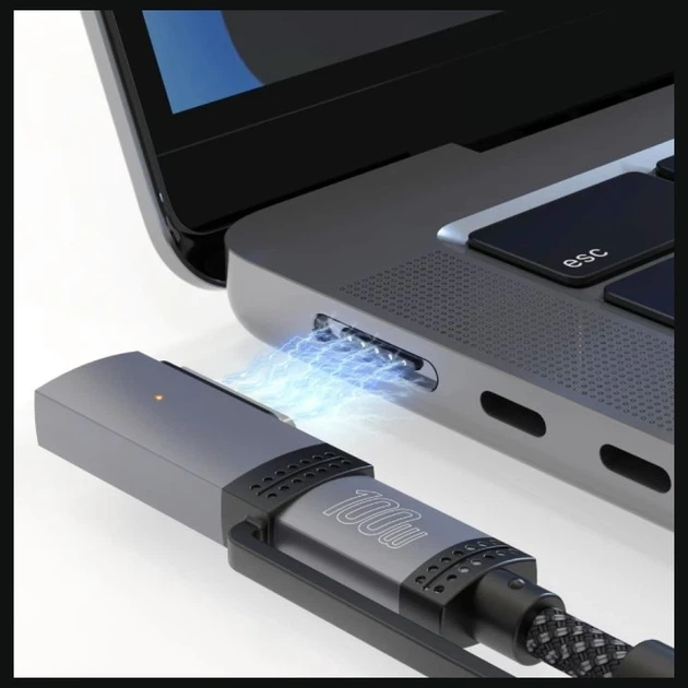 Kabel USB-C 4smarts Explorer ComboCord 100 W 2 m z adapterem MagSafe Black (4252011910236) - obraz 5