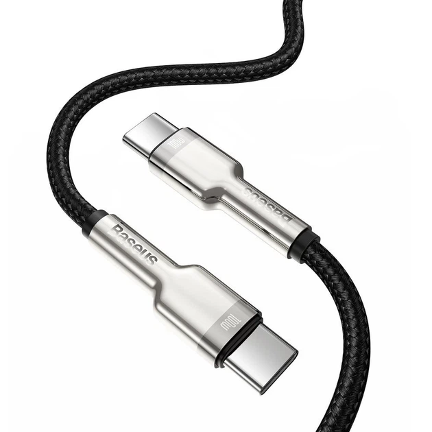 Кабель Baseus Cafule USB-C to USB-C 2m Black (CATJK-D01) - Фото 3 Кабель Baseus Cafule USB-C to USB-C 2m Black (CATJK-D01) - зображення 3