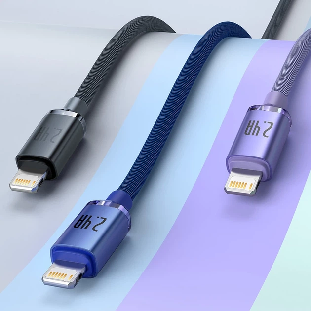 Кабель Baseus Crystal Shine USB-A to Lightning 2m Purple (CAJY000105) - зображення 9