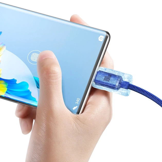 Кабель Baseus Crystal Shine USB-A to USB-C 1.2m Blue (CAJY000403) - Фото 4 Кабель Baseus Crystal Shine USB-A to USB-C 1.2m Blue (CAJY000403) - зображення 4