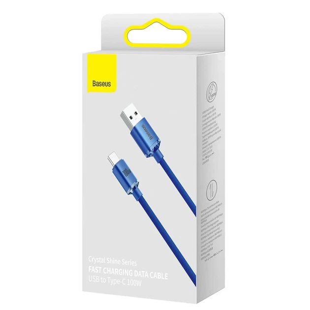 Кабель Baseus Crystal Shine USB-A to USB-C 1.2m Blue (CAJY000403) - Фото 5 Кабель Baseus Crystal Shine USB-A to USB-C 1.2m Blue (CAJY000403) - зображення 5