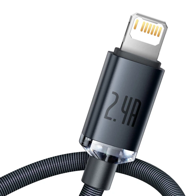 Кабель Baseus Crystal Shine USB-A to Lightning 1.2m Black (CAJY000001) - Фото 2 Кабель Baseus Crystal Shine USB-A to Lightning 1.2m Black (CAJY000001) - зображення 2