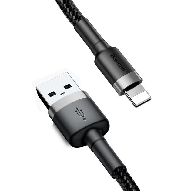 Кабель Baseus Kevlar Cable USB for Lightning 2A 0.5M Gray+Black (CALKLF-AG1) - изображение 5