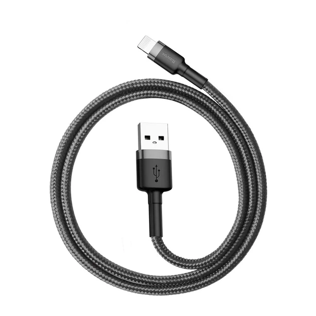Кабель Baseus Kevlar Cable USB for Lightning 2A 0.5M Gray+Black (CALKLF-AG1) - изображение 6