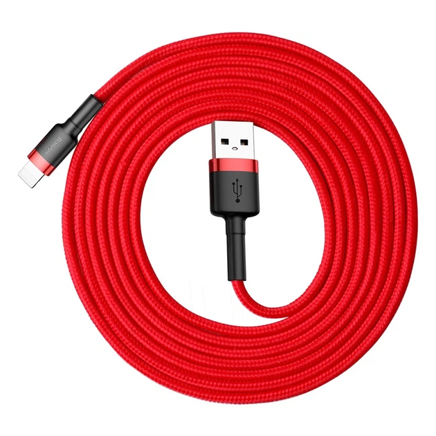 Кабель Baseus Kevlar Cable USB for Lightning 1.5A 2M Gray+Red (CALKLF-C09) - Фото 6 Кабель Baseus Kevlar Cable USB for Lightning 1.5A 2M Gray+Red (CALKLF-C09) - зображення 6