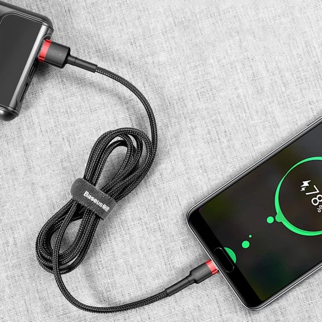 Кабель Baseus Cafule USB-A to USB-C 3m Black/Grey (CATKLF-UG1) - Фото 11 Кабель Baseus Cafule USB-A to USB-C 3m Black/Grey (CATKLF-UG1) - зображення 11