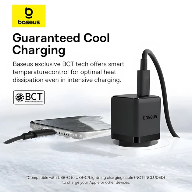 Мережевий зарядний пристрій Baseus Palm PD/FC 20W USB-C with USB-C to USB-C Cable 1 m Black (P10111602113-01) - Фото 9 Мережевий зарядний пристрій Baseus Palm PD/FC 20W USB-C with USB-C to USB-C Cable 1 m Black (P10111602113-01) - зображення 9