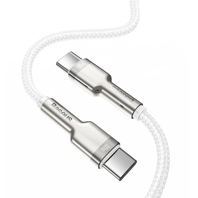 Кабель Baseus Cafule Metal USB-C to USB-C 2m White (CATJK-D02) - Фото 2 Кабель Baseus Cafule Metal USB-C to USB-C 2m White (CATJK-D02) - зображення 2