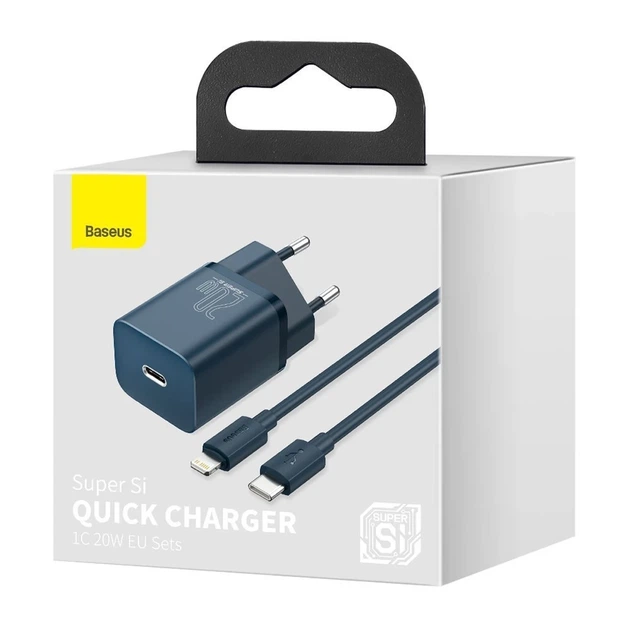 Мережевий зарядний пристрій Baseus Super Silicone PD 20W USB-C Blue (CCSUP-B03) - зображення 5