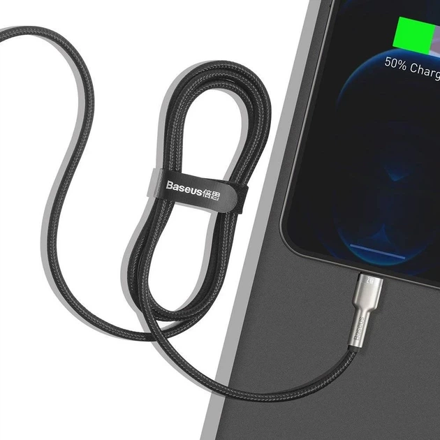 Кабель Baseus Cafule Metal USB-A to Lightning 1m Black (CALJK-A01) - Фото 5 Кабель Baseus Cafule Metal USB-A to Lightning 1m Black (CALJK-A01) - зображення 5