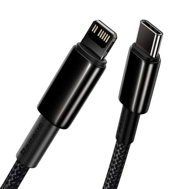 Кабель Baseus Tungsten Gold PD USB-C to Lightning 1m Black (CATLWJ-01) - Фото 4 Кабель Baseus Tungsten Gold PD USB-C to Lightning 1m Black (CATLWJ-01) - изображение 4
