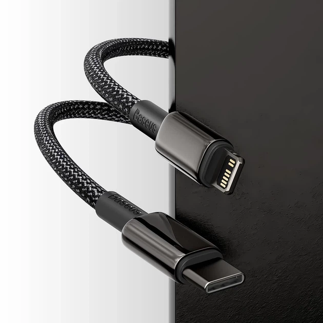 Кабель Baseus Tungsten Gold PD USB-C to Lightning 1m Black (CATLWJ-01) - Фото 9 Кабель Baseus Tungsten Gold PD USB-C to Lightning 1m Black (CATLWJ-01) - изображение 9