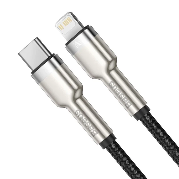 Кабель Baseus Cafule Metal USB-C to Lightning 1m Black (CATLJK-A01) - Фото 2 Кабель Baseus Cafule Metal USB-C to Lightning 1m Black (CATLJK-A01) - зображення 2
