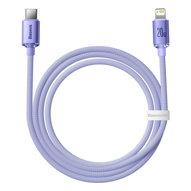 Кабель Baseus Crystal Shine USB-C to Lightning 1.2m Purple (CAJY000205) - Фото 4 Кабель Baseus Crystal Shine USB-C to Lightning 1.2m Purple (CAJY000205) - зображення 4