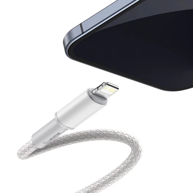 Кабель Baseus High Density Braided USB-C to Lightning 1m White (CATLGD-02) - Фото 2 Кабель Baseus High Density Braided USB-C to Lightning 1m White (CATLGD-02) - изображение 2