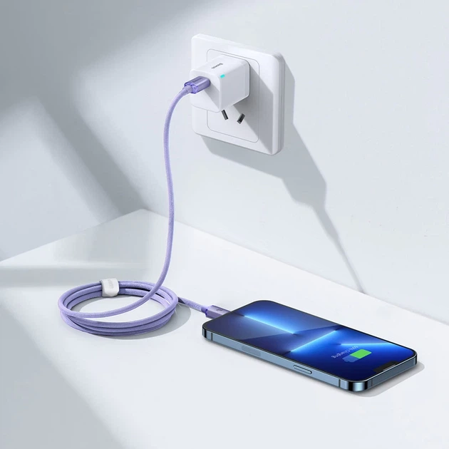 Кабель Baseus Crystal Shine USB-C to Lightning 1.2m Purple (CAJY000205) - Фото 10 Кабель Baseus Crystal Shine USB-C to Lightning 1.2m Purple (CAJY000205) - зображення 10