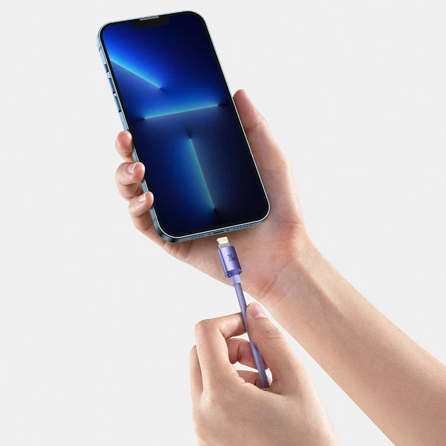 Кабель Baseus Crystal Shine USB-C to Lightning 1.2m Purple (CAJY000205) - Фото 11 Кабель Baseus Crystal Shine USB-C to Lightning 1.2m Purple (CAJY000205) - зображення 11