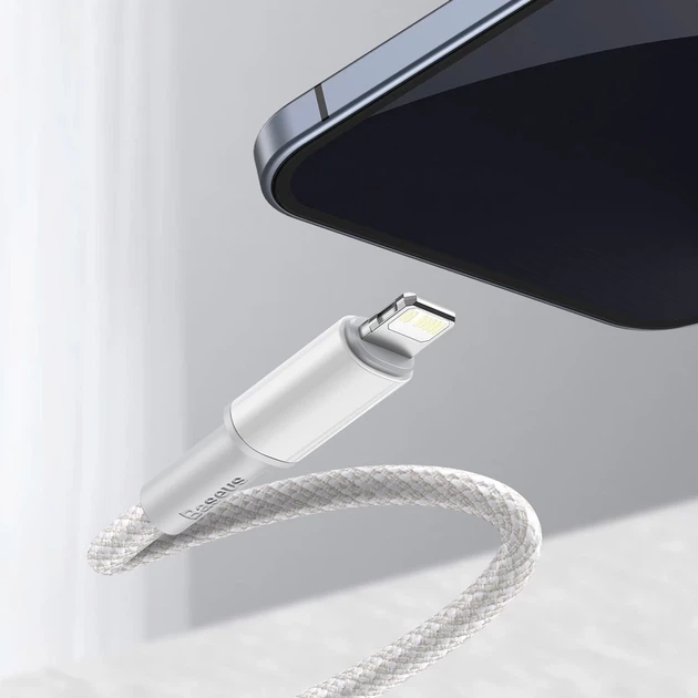 Кабель Baseus High Density Braided USB-C to Lightning 1m White (CATLGD-02) - Фото 11 Кабель Baseus High Density Braided USB-C to Lightning 1m White (CATLGD-02) - изображение 11