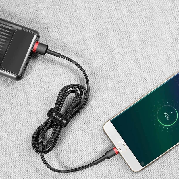 Кабель Baseus Cafule USB-A to Micro-USB 2m Black/Red (CAMKLF-C91) - Фото 7 Кабель Baseus Cafule USB-A to Micro-USB 2m Black/Red (CAMKLF-C91) - зображення 7