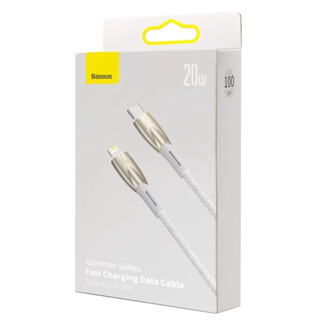 Кабель Baseus Glimmer Series Fast Charge USB-C to Lightning 1m White (CADH000002) - Фото 6 Кабель Baseus Glimmer Series Fast Charge USB-C to Lightning 1m White (CADH000002) - зображення 6