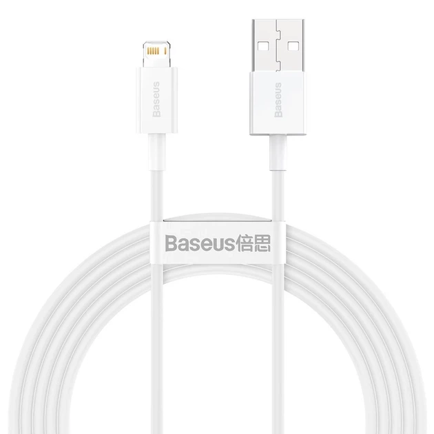 Кабель Baseus Superior Series Fast Charging USB-A to Lightning 2m White (CALYS-C02) - Фото 1 Кабель Baseus Superior Series Fast Charging USB-A to Lightning 2m White (CALYS-C02) - изображение 1