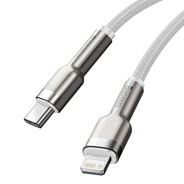 Кабель Baseus Cafule Metal PD USB-C to Lightning 2m White (CATLJK-B02) - зображення 2