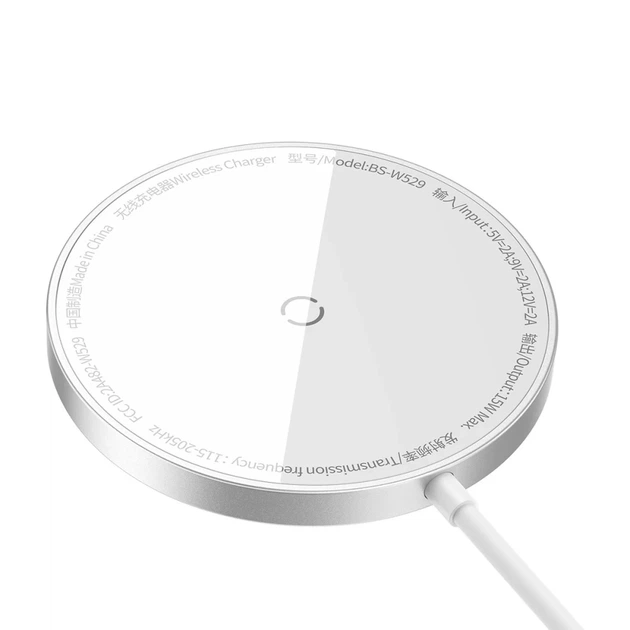 Беспроводное зарядное устройство Baseus Simple Mini 3 15W Silver with MagSafe (CCJJ040012) - Фото 7 Беспроводное зарядное устройство Baseus Simple Mini 3 15W Silver with MagSafe (CCJJ040012) - изображение 7