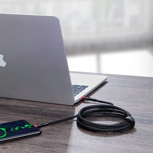 Кабель Baseus Cafule USB-C to USB-C 2m Black (CATKLF-AL91) - Фото 6 Кабель Baseus Cafule USB-C to USB-C 2m Black (CATKLF-AL91) - зображення 6
