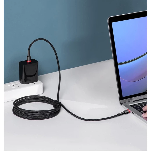 Кабель Baseus Cafule USB-C to USB-C 2m Black (CATKLF-AL91) - Фото 8 Кабель Baseus Cafule USB-C to USB-C 2m Black (CATKLF-AL91) - зображення 8