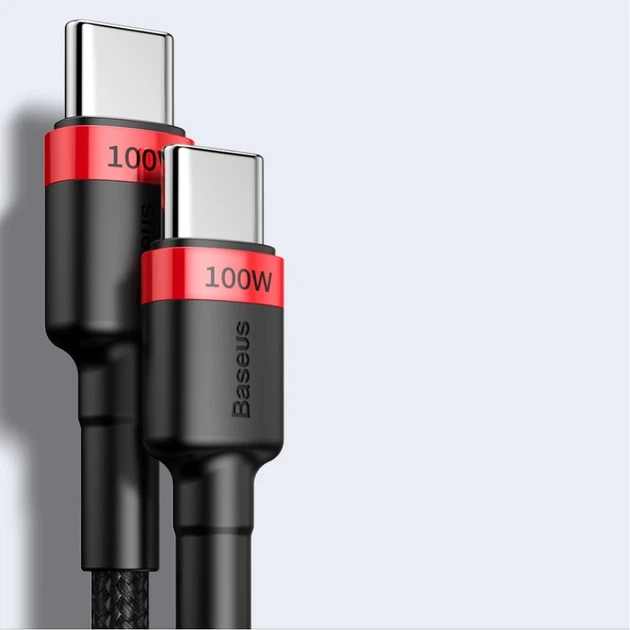 Кабель Baseus Cafule USB-C to USB-C 2m Black (CATKLF-AL91) - Фото 12 Кабель Baseus Cafule USB-C to USB-C 2m Black (CATKLF-AL91) - зображення 12