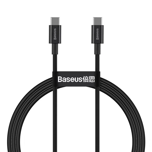 Кабель Baseus Superior Series Fast Charging PD USB-С to USB-С 1m 100W Black (CATYS-B01) - Фото 1 Кабель Baseus Superior Series Fast Charging PD USB-С to USB-С 1m 100W Black (CATYS-B01) - зображення 1
