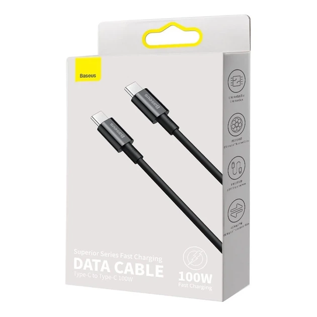 Кабель Baseus Superior Series Fast Charging PD USB-С to USB-С 1m 100W Black (CATYS-B01) - Фото 5 Кабель Baseus Superior Series Fast Charging PD USB-С to USB-С 1m 100W Black (CATYS-B01) - зображення 5